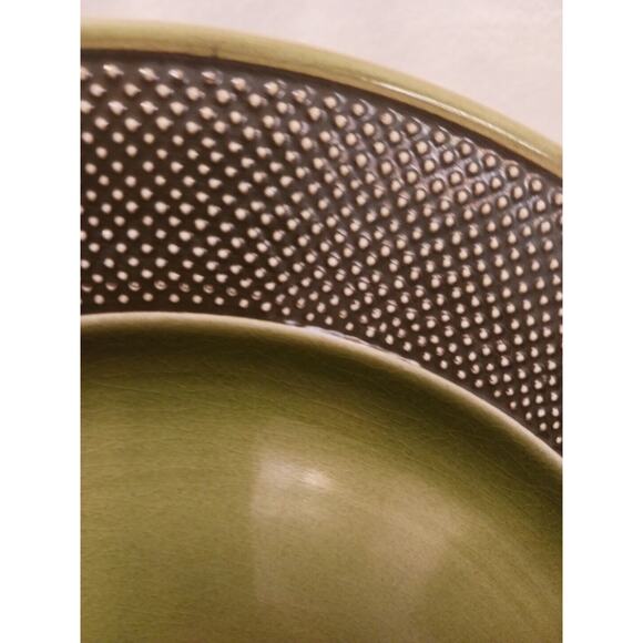 Fuji Iron Stone Chop Plate 10" Made in Japan Moss Green Textured Pattern Vintage - Picture 3 of 15